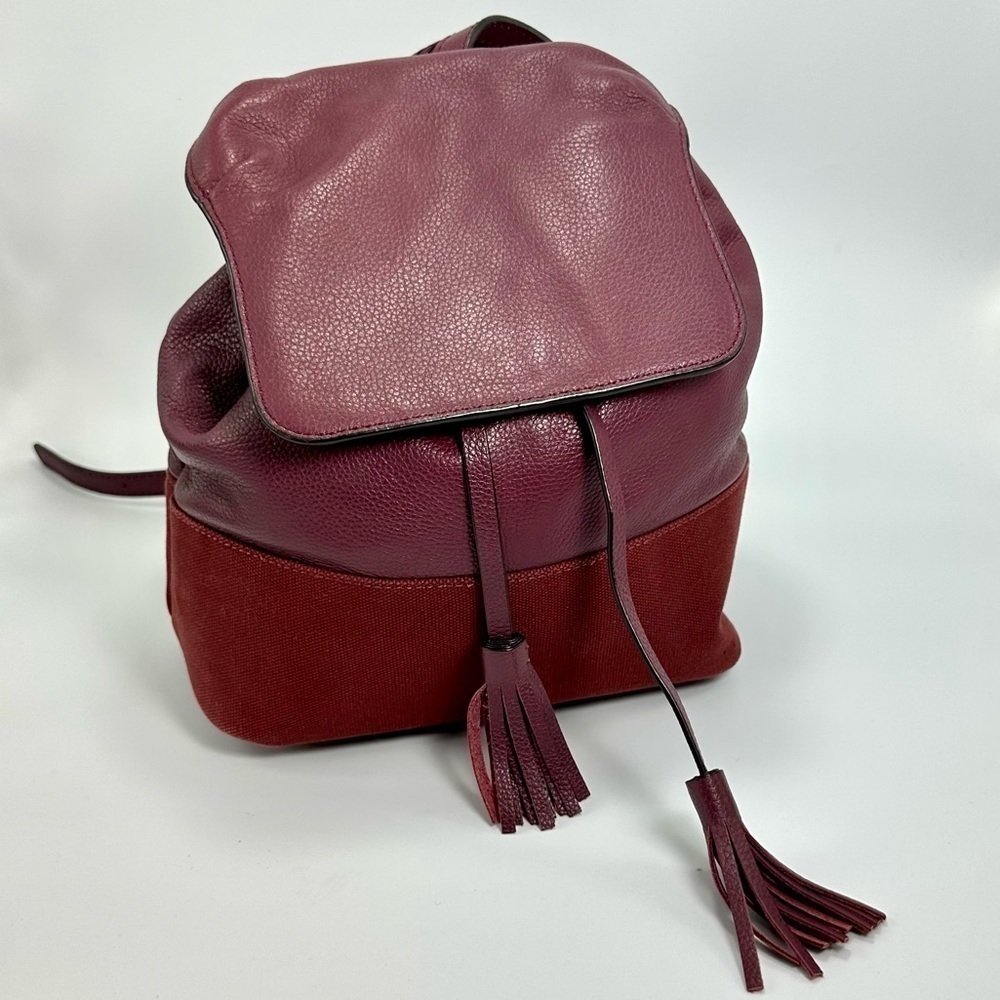 Rebecca Minkoff burgundy mansfield leather backpack with tassels